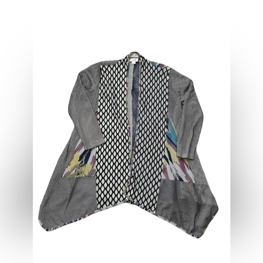 Kamana mesh fabric and mixed texture cardigan draping hem size small - Picture 3 of 13